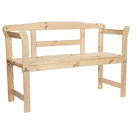 Wooden Garden Bech with a bar rest, nature