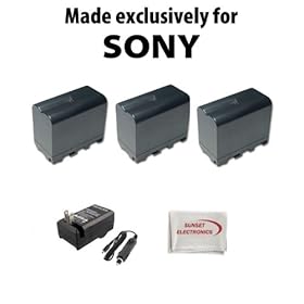 3 Pack Of Li-Ion Extended Life Replacement Battery for Sony NP-F970 NP-F960 NP-F950 L Series 7400mAh Each, 22200 Total! For Sony Camcorders TRV815 TRV82 TRV85 TRV87 TRV88 TRV90 TRV91 TRV93 TRV95 TRV98 TRV99 DCR-SC100 DCR-TR7000 TRV110 TRV120 TRV130 TRV210 TRV310 TRV315 TRV320 TRV510 TRV520 TRV525 TR