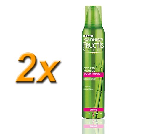 2x Garnier Fructis Style / Styling Mousse/ Color Resist / je 200ml /mit Bambus Extrakt/ + UV-Filter / Volumen und Glanz für 2x Garnier Fructis Style / Styling Mousse/ Color Resist / je 200ml /mit Bambus Extrakt/ + UV-Filter / Volumen und Glanz für
