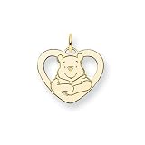 Gold-plated SS Disney Winnie the Pooh Heart Charm - JewelryWeb