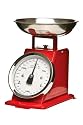 Premier Housewares 3 kg Retro Style Kitchen Scale with Stainless Steel Bowl, Red