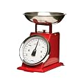 Premier Housewares 3 kg Retro Style Kitchen Scale with Stainless Steel Bowl, Red