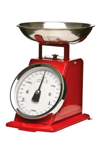 Premier Housewares K&uuml;chenwaage im Retrolook mit Edelstahlschale, rot Preisvergleich