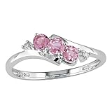 10K White Gold Diamond and Pink Tourmaline Ring