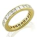 Jewelry : Certified 18k Yellow Gold Square Emerald Cut Diamond Eternity Band Ring Size 6.5 (F-G, VS, 3.25 carat)