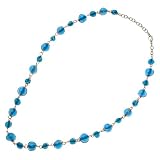 Pearly Strand Collar Necklace with Sapphire Blue Glass Beads