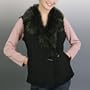 BGSD Women's Toscana Fur Trim Shearling Vest - Misses Black S