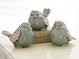 IMAGE OF Scroll Wing Light Blue Ceramic Bird Sculptures Set of 3