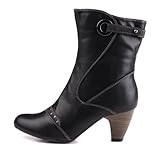 Damen Schuhe, STIEFELETTEN, BOOTS MIT DEKO, 12-M12055A, Synthetik in hochwertiger Leder Optik, Schwarz, Gr 39