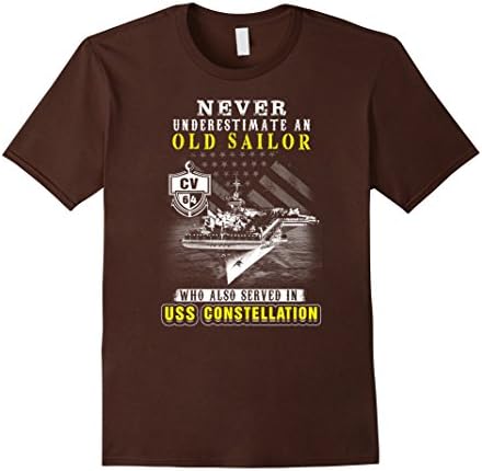 Men's USS Constellation (CV-64) T-shirt , Never underestimate an o 2XL Brown
