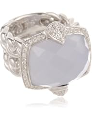 Sterling Silver Blue Chalcedony and Created White Sapphire Ring, Size 7