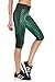 LOV ANNY Women's Fish Scale Printed Running Yoga Capri Leggings Green XL
