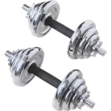 [HSB Bundle+] Pro Power 20kg Chrome Dumbbell Set with Advanced heartrate Watch, Gym Bag & Sports Water Bottle
