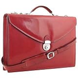 L.A.P.A. Ruby Red Double Gusset Leather Briefcase