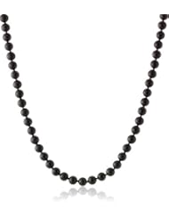 Sterling Silver 8mm Black Onyx Bead Necklace, 24"