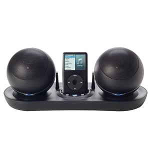 Excalibur SoundMaster Satellite Wireless Speakers with Universal Dock for iPod and MP3 Players (Black)