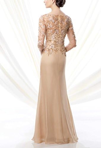 UniWedding Women's Elbow-length Sleeves Scoop Neck Mother of the Bride Dress