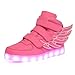 CIOR Kids Boy and Girl's 11 Color Wings Led Sneakers Light Up Flashing Shoes,102,06,32, 1 M US Little Kid, 02Pink