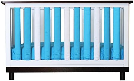 Doctor-approved, Safe Vertical Wonder Bumpers in Turquoise &amp; White Reversible Cotton 24 Pack