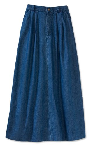 Pleated Vintage Denim Skirt / Petite, Dark Indigo, 4