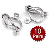 Silver Plated Brass Clip On Ball Earrings Findings (Price/20pcs)