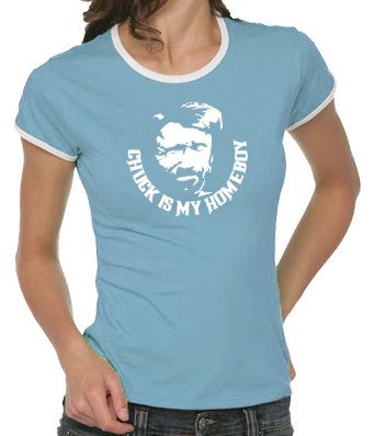 Touchlines Girlie Ringer T-Shirt Chuck Norris is my Homeboy, skyblue, M, B9151 Preisvergleich