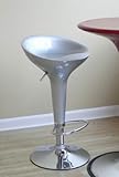 Set of 2 Adjustable Swivel Barstools in Silver Finish