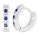 Rhodium Plated XS Tiny Blue & Clear Crystals Huggie Baby Kids Earrings 7mm