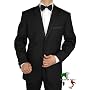 Giorgio Men's Tuxedo Suit Made in Italy Two Button 2pc Notch Lapel Super Fine150s High Twisted Wrinkle and Stain Resistant All Season Use Black