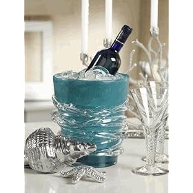 Blue Glass Wine Cooler Mouth Blown Unique Design