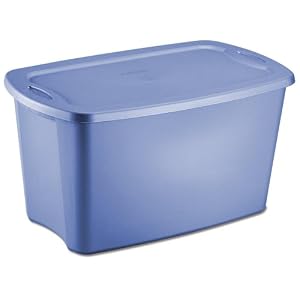 Click here to buy Sterilite 18351006 30-Gallon Tote Box, Lapis, 6-Pack by Sterilite.