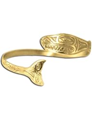 14K Yellow Gold Northwest Coast Native American Orca Bracelet. Made in USA.