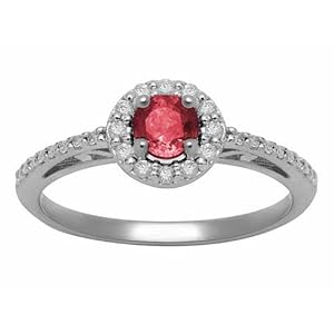 10k White Gold Ruby and Diamond Ring (.033 cttw, H-I Color, I2-I3 Clarity),... by