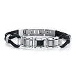 Refined Style: Stainless Steel, Carbon Fiber and Rubber Cord Bracelet for Men
