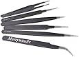 Marrywindix 6pcs Anti-static ESD Tweezers with Non-magnetic Tips for Electronics, Jewelry-making