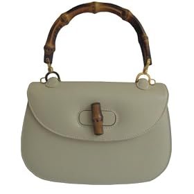 Gucci Beige Leather Bamboo Handbag