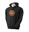 Custom U.S. Marine Corps emblem logo on mens & youth hooded pullover sweatshirt