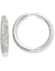 14K White Gold 1 1/2Ctw In Out Circle Hoop Diamond Earrings. Carat Wt- 1.5ct