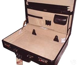 Bugatti Burgundy Leather Attache Case 5" Exp. 6"