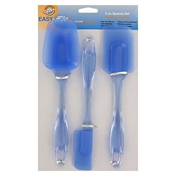 Wilton 570-1121 Wilton Easy-Flex Silicone 3 Piece Spatula Set, Blue - 570-1121