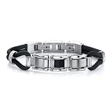 Refined Style: Stainless Steel, Carbon Fiber and Rubber Cord Bracelet for Men
