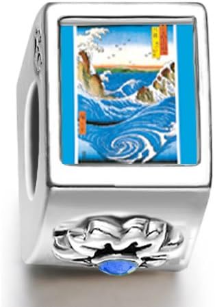 Hiroshige's Navaro Rapids September birthstone Photo Flower European Charm Bead