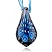 Blue Flower Black Leaf Dichroic Murano Glass Pendant Valentine Days Gift