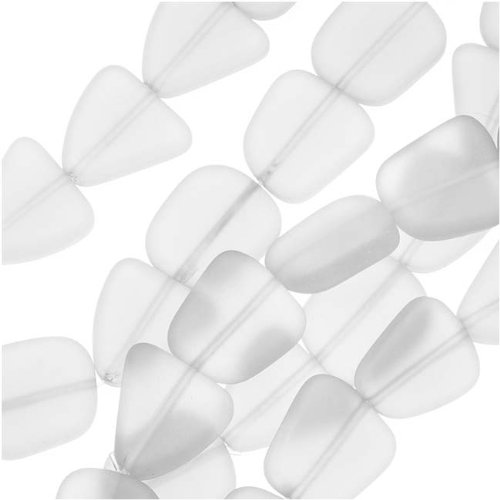 Cultured Sea Glass, Small Flat Freeform Beads 13-16mm, 6 Pieces, Crystal