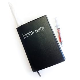 Death Note Notebook Replica with Quilled Pen & Syringe Pen Light Yagami