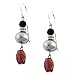 Sterling Silver Garnet, Onyx and Grey Pearl Drop title=
