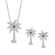 Blue and White Diamond Palm Tree Jewelry Set in 14K White Gold