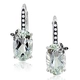 Butterfly Natural Diamond and Green Amethyst Earrings in Sterling Silver, 4.55 cttw