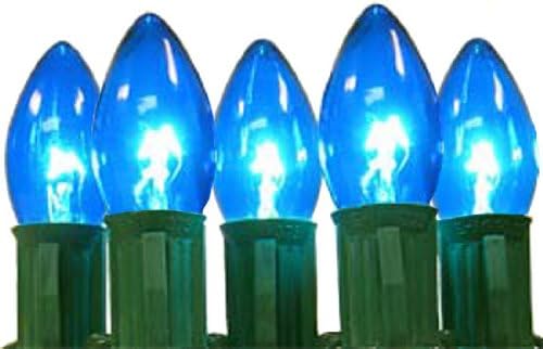 C9 Blue Outdoor Christmas Lights Sets With Green Wire [C9TBK -Blue]