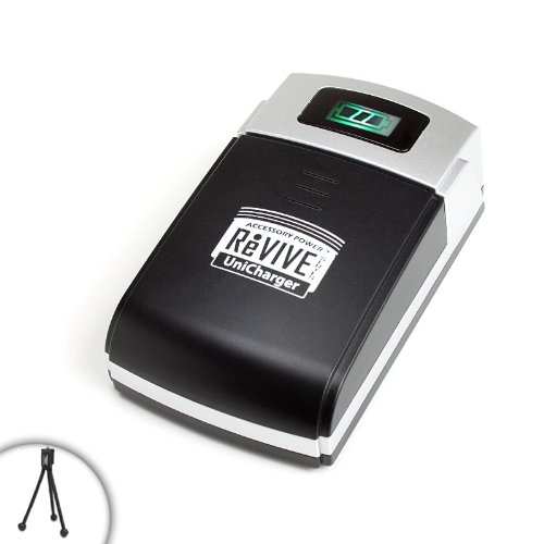 ReVIVE Series Universal Battery Rapid Charger for Nikon , Canon , Sony and Other DSLR Cameras **Includes Mini Tripod**